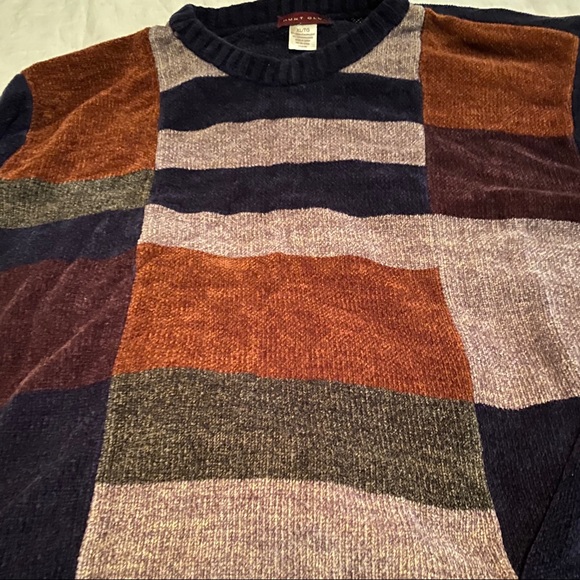 Vintage Chenille Colour Block Print Cozy Sweater L/ XL - Picture 2 of 4